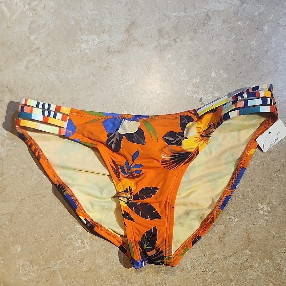 Hobie Orange Floral Hipster Bikini Bottoms 14